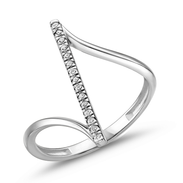 Каблучка з білого золота з діамантовою доріжкою (арт. К011343010б) – зображення 1