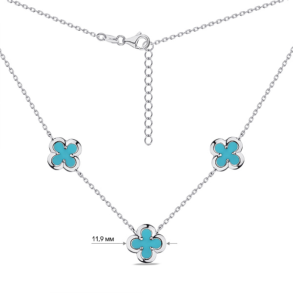 Срібне кольє з бірюзою (арт. 7507/2102/10Б) – зображення 2