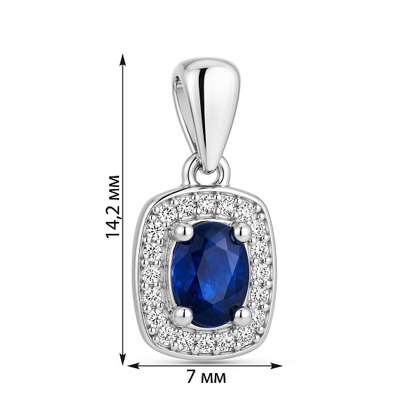 Серебряный кулон с сапфиром и фианитами (арт. 7503/4910Спс) – изображение 2