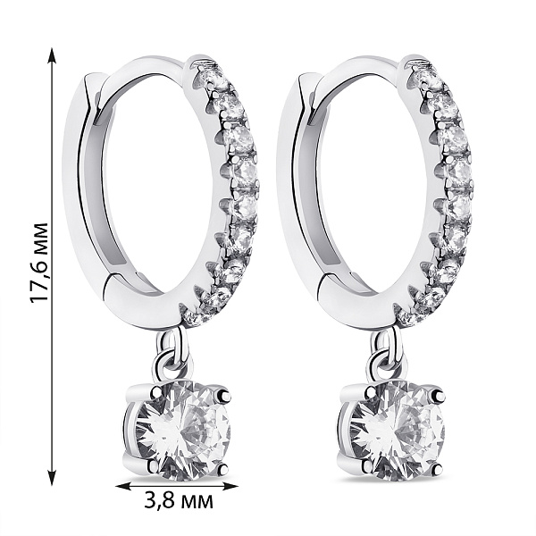Серебряные серьги-кольца с фианитами (арт. 7502/9051/10) – изображение 2