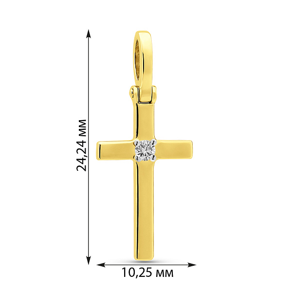 Хрестик з жовтого золота з діамантом (арт. П011022ж) – зображення 2