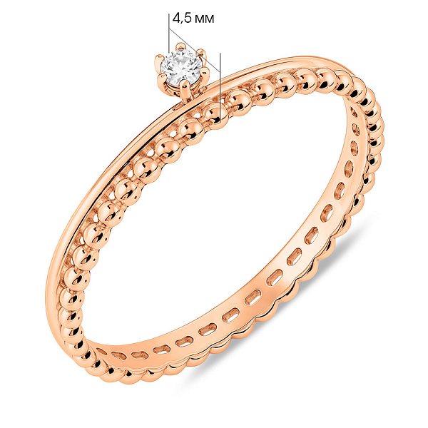 Золотое кольцо с одним бриллиантом (арт. К011387) – изображение 2