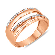 Фото Широкое золотое кольцо с дорожками из фианитов (арт. 140856)