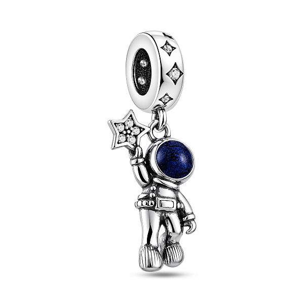 Серебряный шарм Космонавт с фианитами (арт. 7903/4595ес) – изображение 1