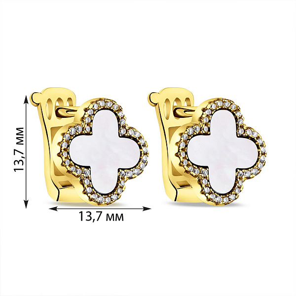 Срібні сережки з перламутром (арт. 7502/9147/15жп) – зображення 2