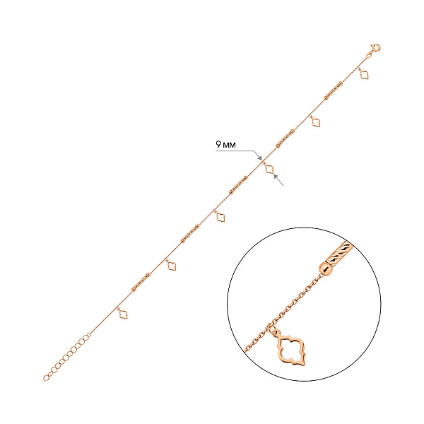 Золотий браслет на ногу з підвісками (арт. 3261050н) – зображення 4