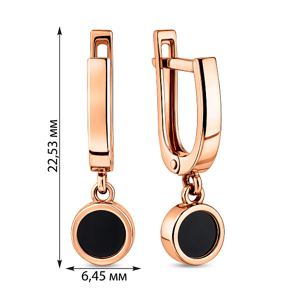Сережки-підвіски Лýна з червоного золота з емаллю (арт. 111086ч) – зображення 2