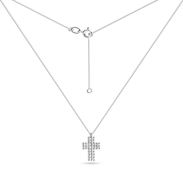 Золотое колье с крестиком и бриллиантами (арт. Ц011278030/2б) – изображение 2