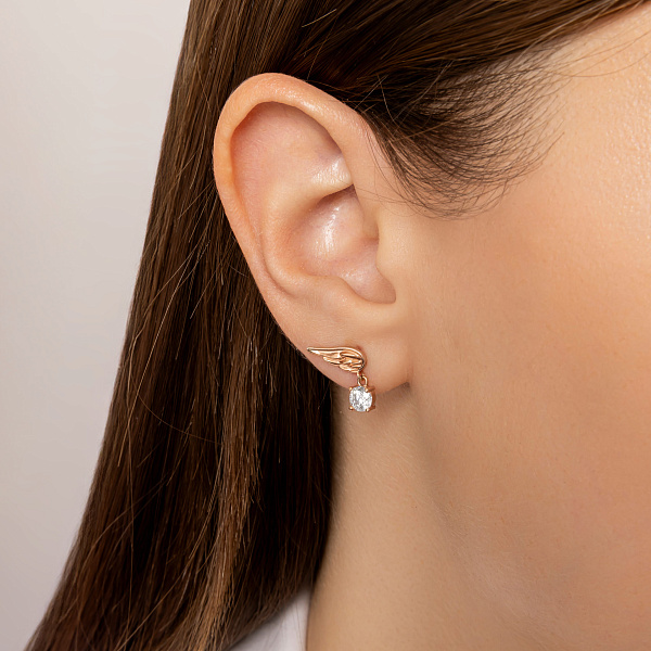 Золоті сережки Крила з фіанітами (арт. 1101065) – зображення 2