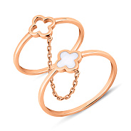 Фото Двойное золотое кольцо с эмалью (арт. 1401080еп)