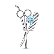 Фото Срібна брошка Ножиці з альпінітом (арт. 7505/241аг)