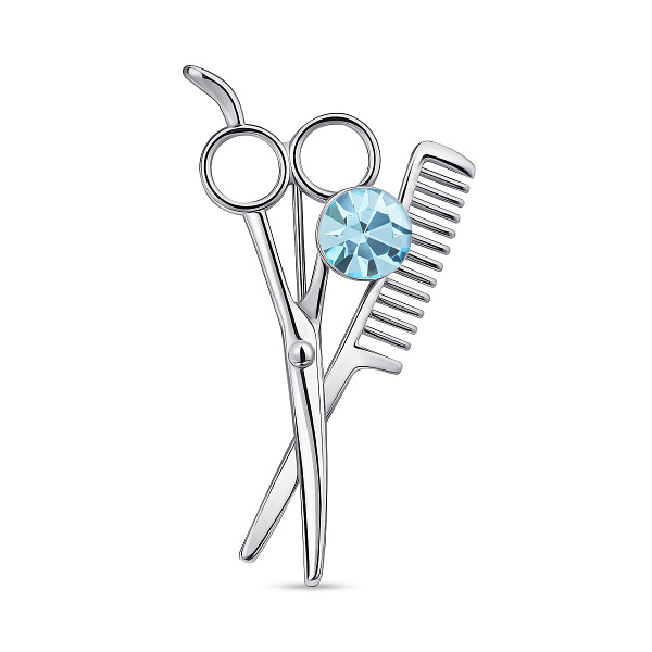 Срібна брошка Ножиці з альпінітом (арт. 7505/241аг) – зображення 1