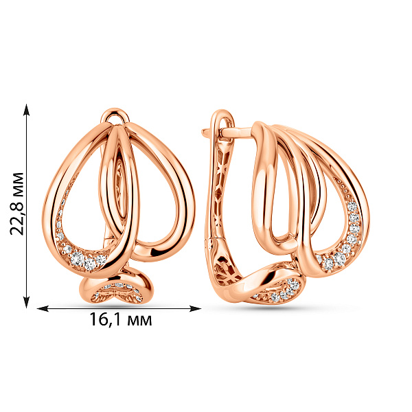 Серьги из красного золота с фианитами (арт. 1092177) – изображение 4