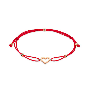 Браслет «Сердце» с красной нитью с золотыми вставками (арт. 340003к)