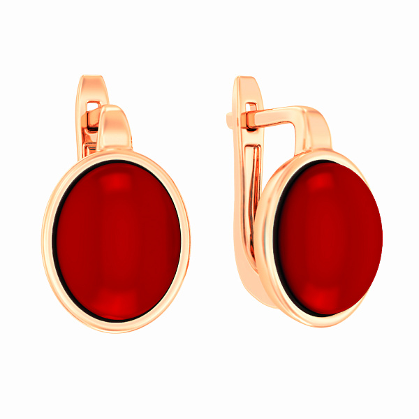 Сережки з червоного золота з коралом (арт. 111146ПкоГ) – зображення 1