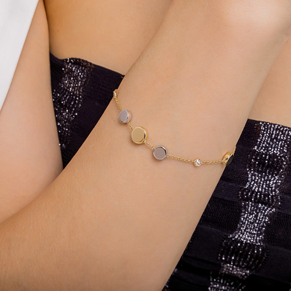 Браслет из желтого и белого золота с фианитами (арт. 326719жб) – изображение 2