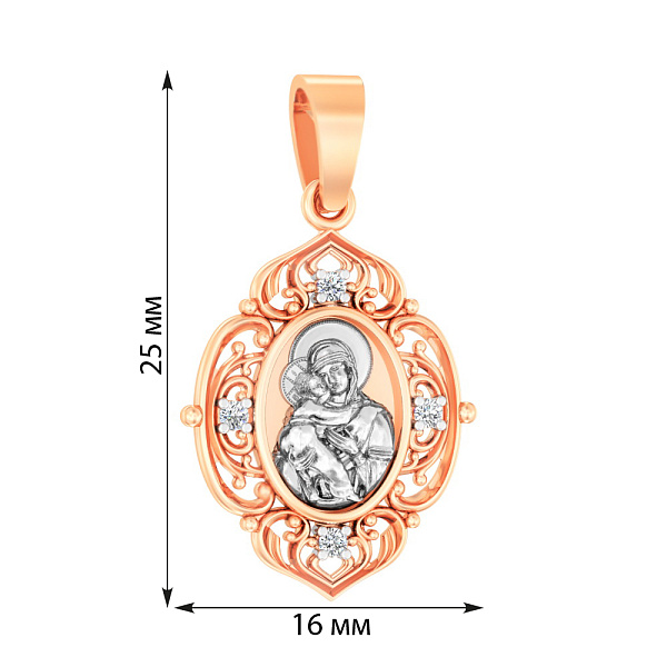 Золотая ладанка иконка Божья Матерь Владимирская (арт. 440591) – изображение 2