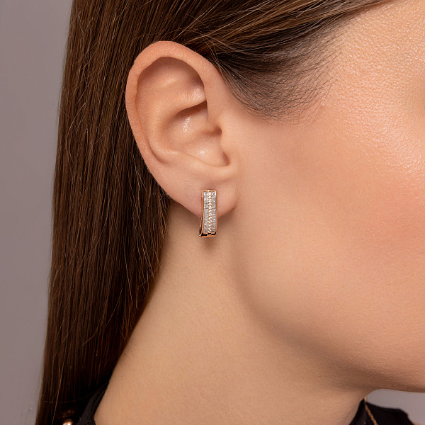 Золоті сережки з фіанітами (арт. 111039) – зображення 3