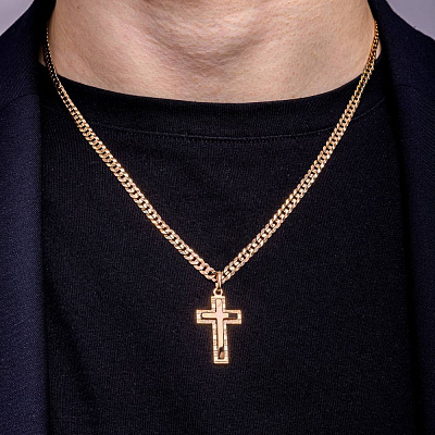Золотой крестик с алмазной гранью (арт. 424871)