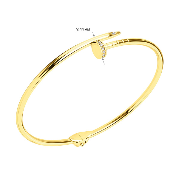 Браслет из желтого золота «Гвоздь» с фианитами (арт. 324145ж) – изображение 3