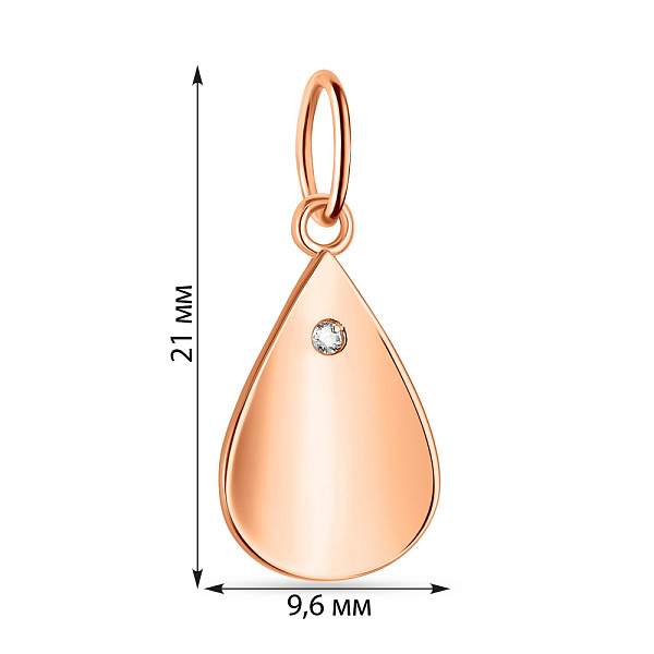 Золотой подвес Капелька с одним фианитом (арт. 424505) – изображение 2
