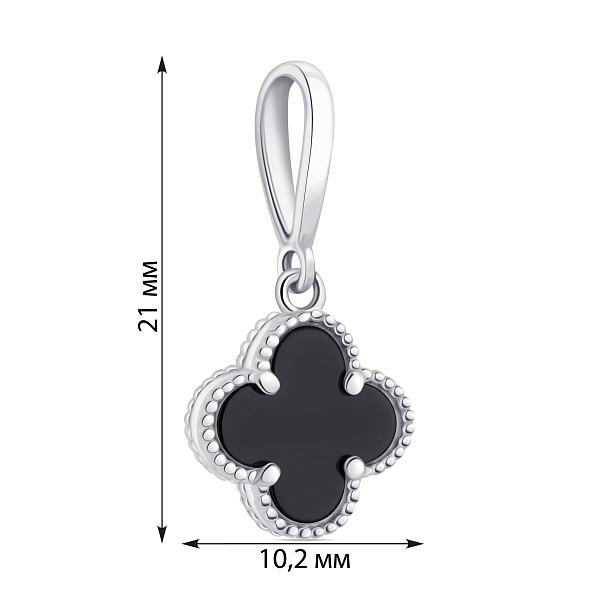 Серебряный подвес Клевер с ониксом (арт. 7503/ПК2О/1495) – изображение 2