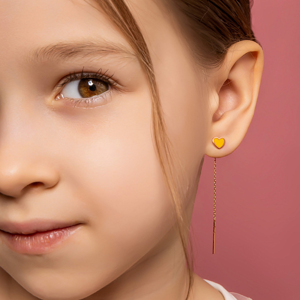 Серьги-протяжки из золота с синей и желтой эмалью (арт. 110032есж) – изображение 3