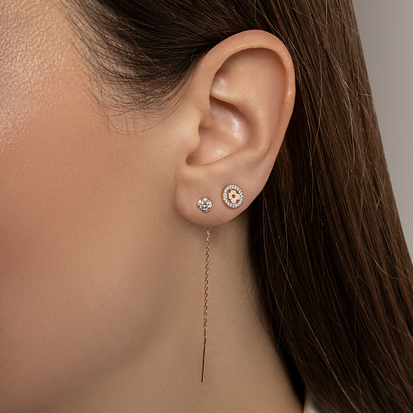 Одиночная серьга из красного золота с фианитами (арт. 111278Я) – изображение 3