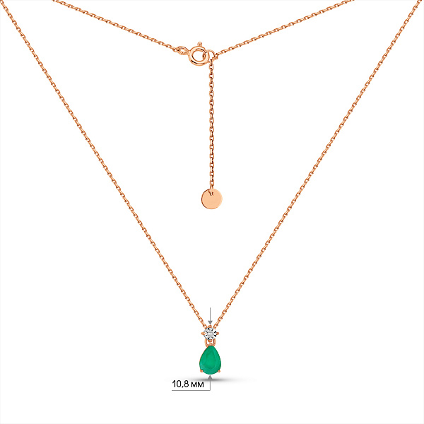 Золоте кольє зі смарагдом і діамантом (арт. Ц011753и) – зображення 3