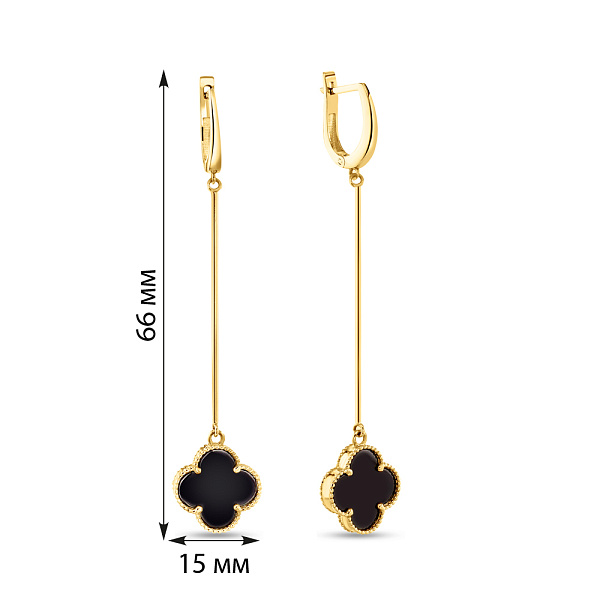 Длинные золотые серьги-подвески с ониксом (арт. 107894/15жо) – изображение 4