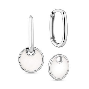 Фото Серьги Лýна из белого золота с эмалью (арт. 1101055беп)