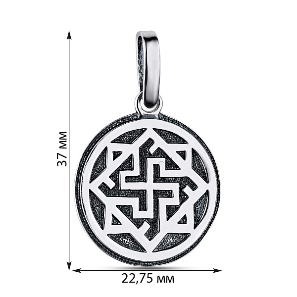 Кулон-амулет зі срібла "Валькірія" з візерунком (арт. 7903/89007-ч) – зображення 2