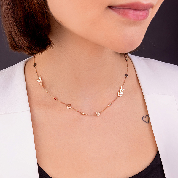 Колье из красного золота с фианитами (арт. 352652цв) – изображение 2