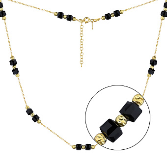 Фото Колье из серебра с ониксом и желтым родированием (арт. 7507/1759жо)