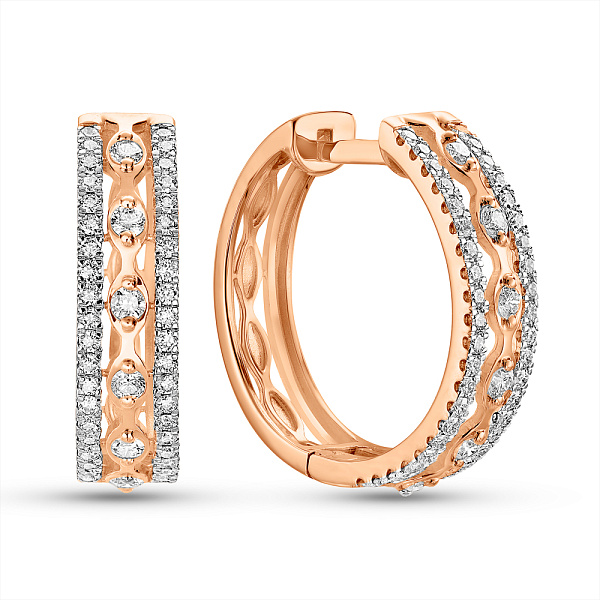 Золотые серьги-кольца с бриллиантами (арт. С011638060) – изображение 1