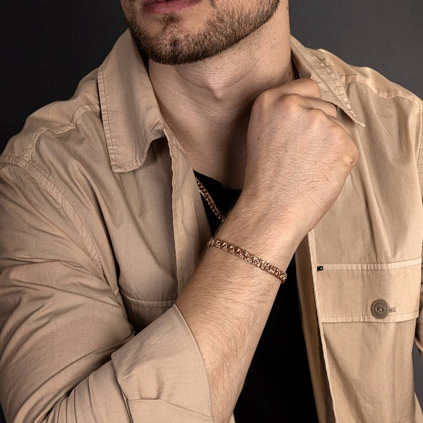 Золотий ланцюговий браслет на руку плетіння Бісмарк (арт. 310406) – зображення 2