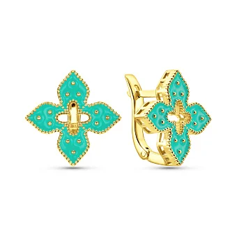 Серьги из желтого золота с эмалью (арт. 1091580/15жебрз)