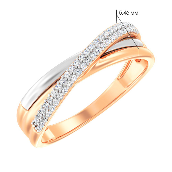 Каблучка з червоного та білого золота з діамантами (арт. К011085010кб) – зображення 2