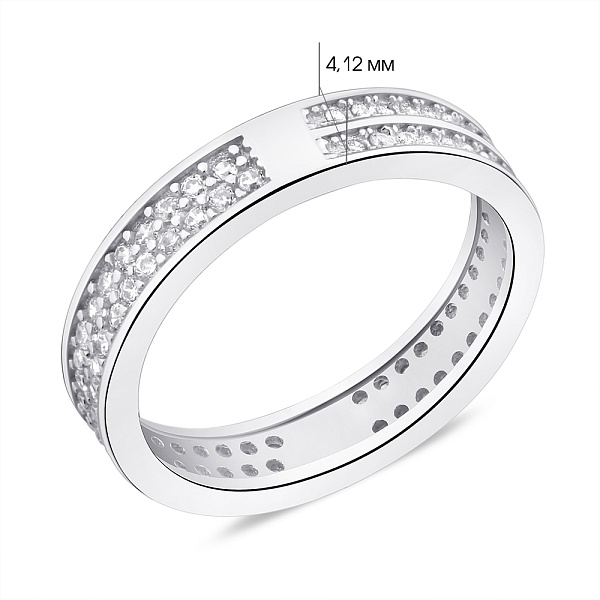 Подвійна срібна каблучка з фіанітами (арт. 7501/КК2Ф/2062-17) – зображення 2