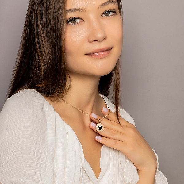 Золотой подвес "Весы" с эмалью и фианитами  (арт. 440681ечвс) – изображение 6