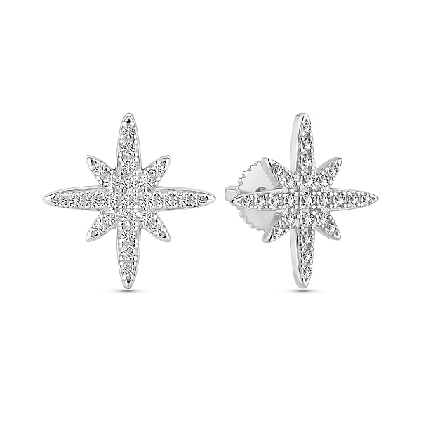 Серебряные серьги-пусеты Звезда с фианитами (арт. 7518/7254) – изображение 1