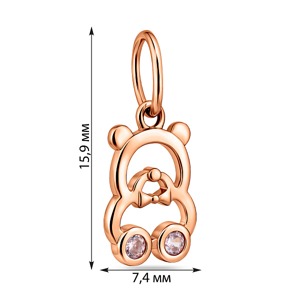 Підвіска з червоного золота Ведмедик з фіанітами (арт. 441287р) – зображення 4