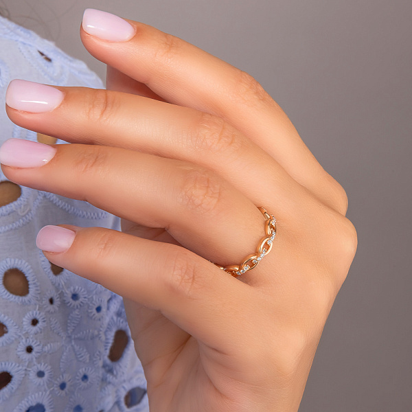 Каблучка Ланки з червоного золота з фіанітами (арт. 156428) – зображення 3