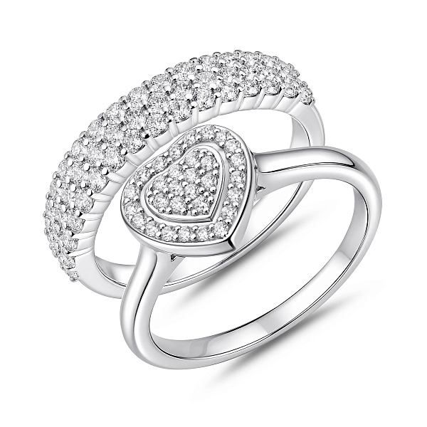 Двойное серебряное кольцо с фианитами (арт. 7501/8599) – изображение 4