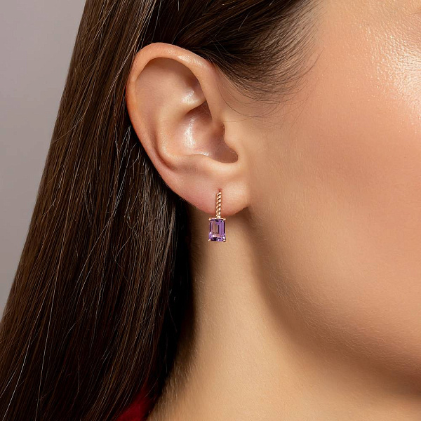 Золоті сережки з аметистом (арт. 111376Па) – зображення 2