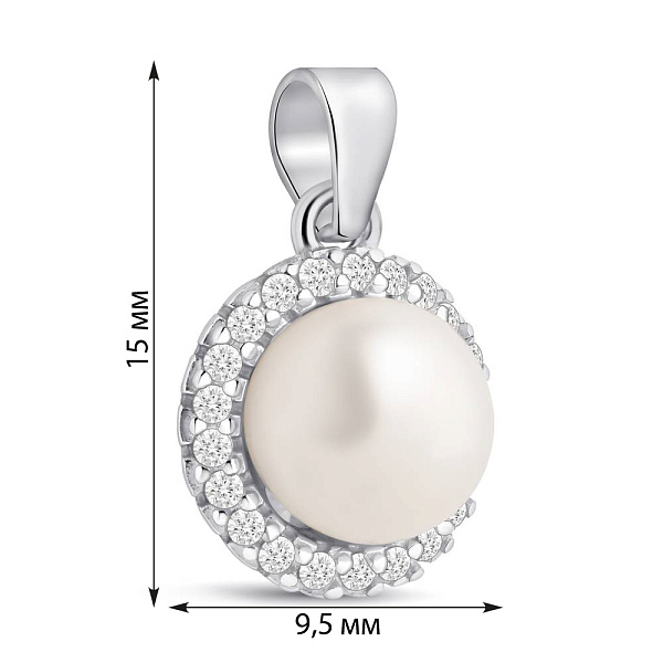 Серебряный подвес с жемчугом (арт. 7503/4442жб) – изображение 2