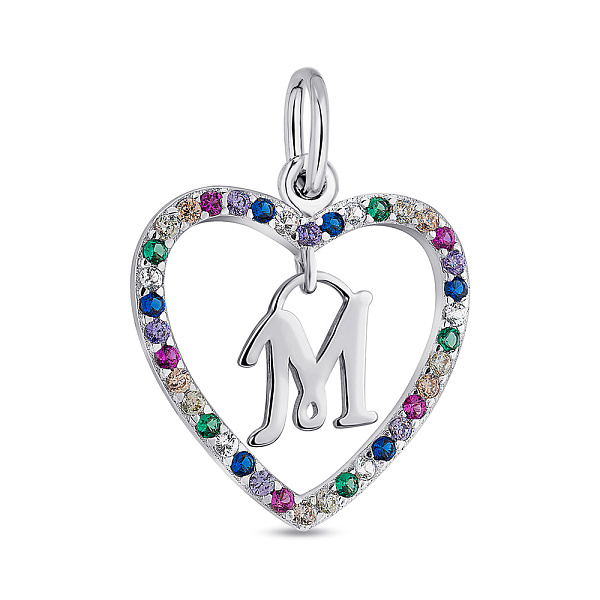 Серебряный подвес Сердце Буква М (арт. 7503/П2ФЦ/1183) – изображение 1