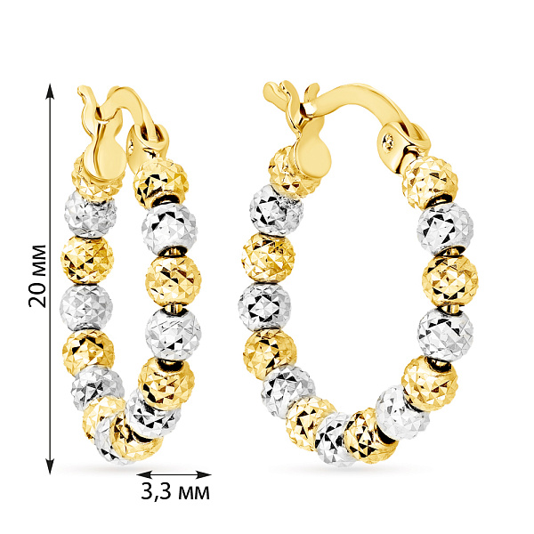 Серьги-кольца из желтого и белого золота (арт. 105474/20жб) – изображение 2