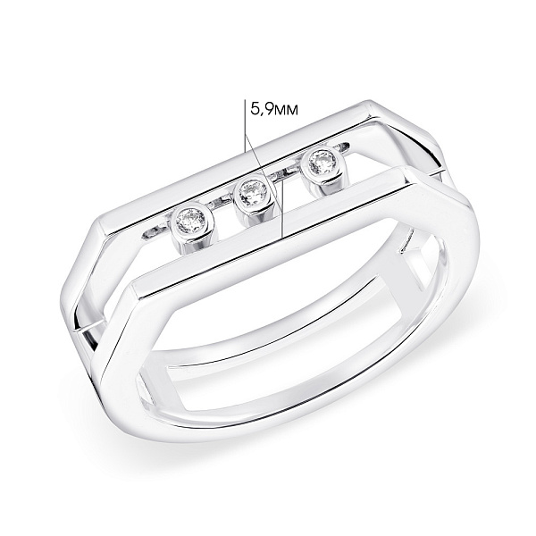 Кольцо из серебра с фианитами (арт. 7501/5571) – изображение 2