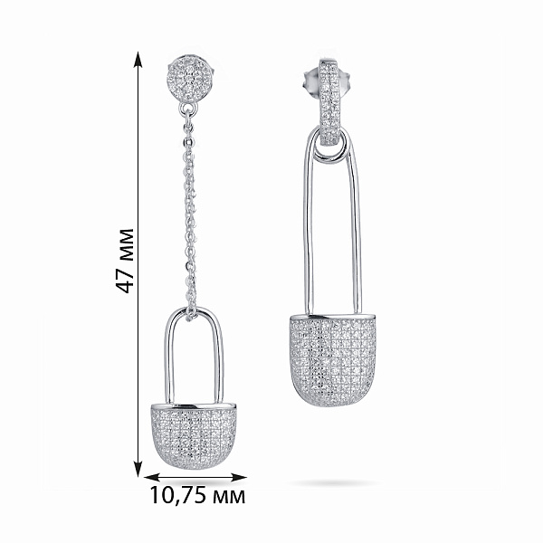 Серебряные пусеты Trendy Style с фианитами (арт. 7518/5339) – изображение 2